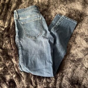 Blue Straight Leg Jeans with Vintage Look
